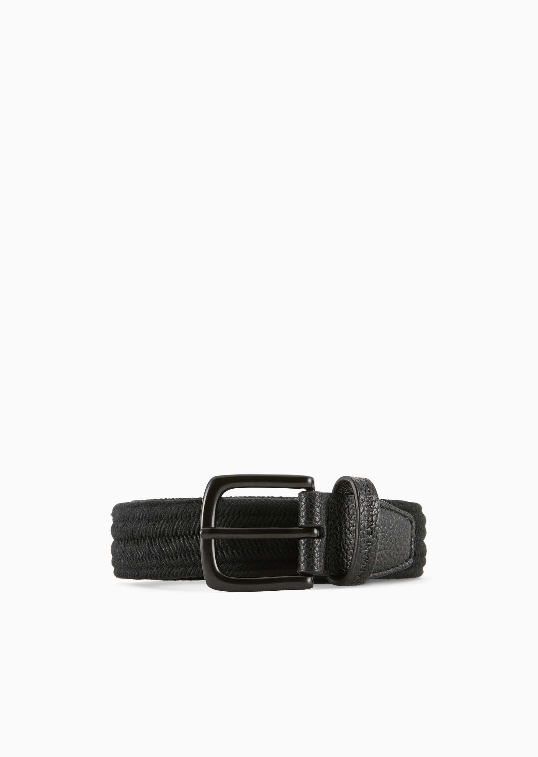 ARMANI EXCHANGE 男士矩形带扣编制纹理休闲时尚针扣腰带