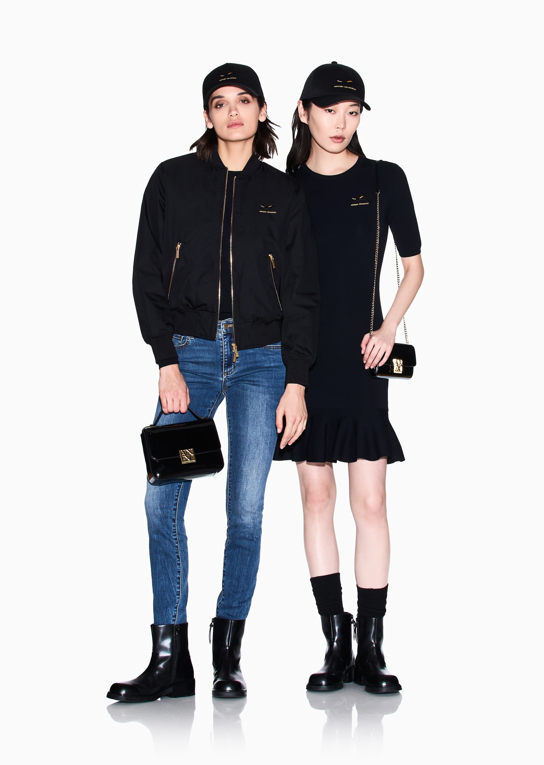 ARMANI EXCHANGE 女士翻盖横款时尚链条单肩斜挎钱包