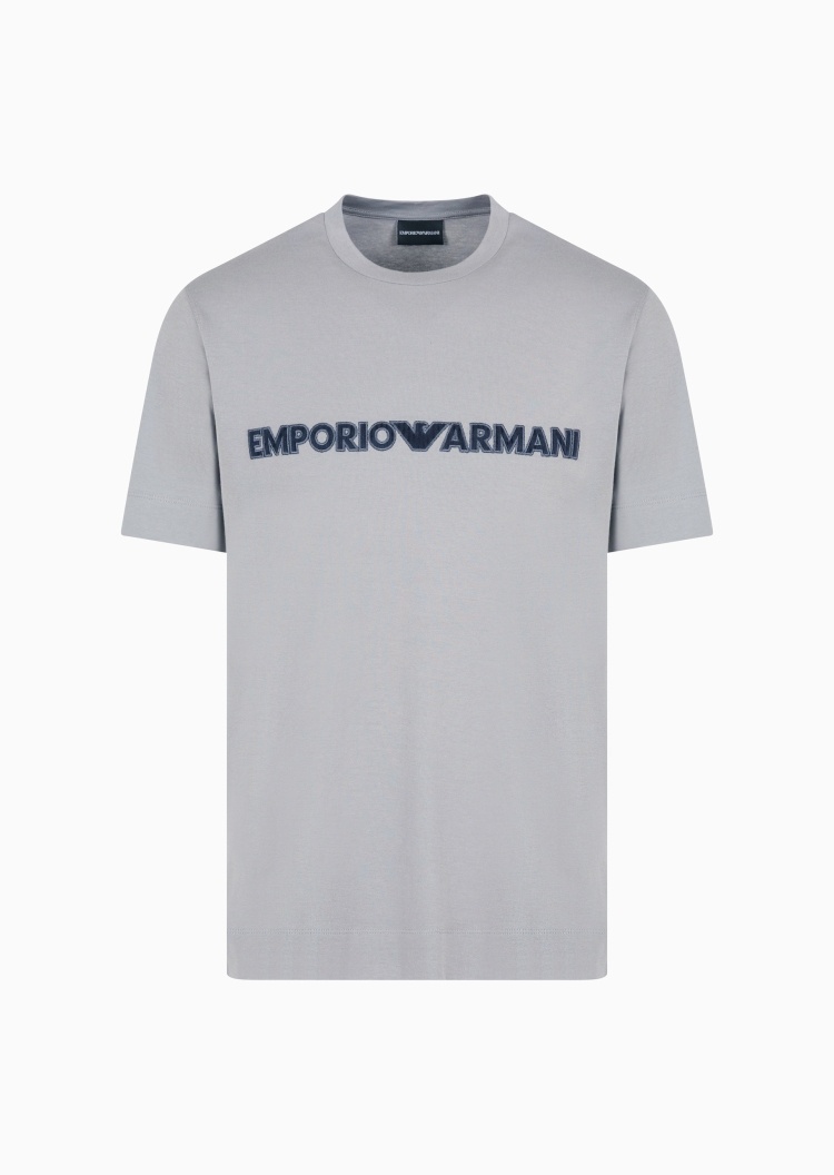 Emporio Armani 男士全棉合身短袖圆领标识刺绣T恤