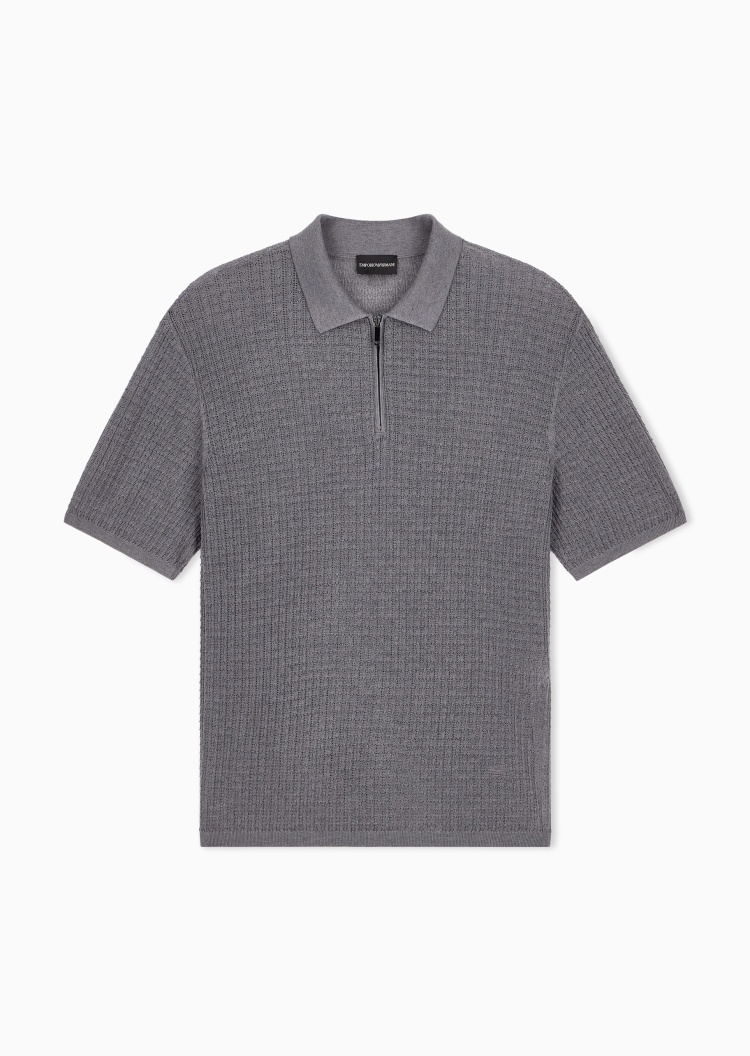 Emporio Armani 男士莱赛尔混纺轻薄短袖翻领针织Polo衫