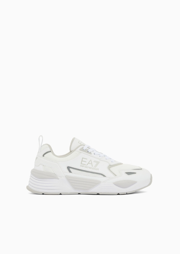 EA7 男女同款系带低帮厚底老爹网眼拼接运动鞋