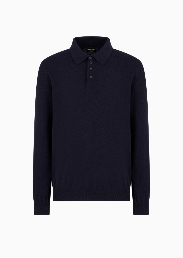 Giorgio Armani 男士山羊绒衬衫领轻薄保暖针织Polo衫