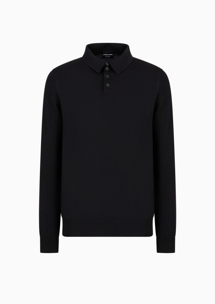 Giorgio Armani 男士山羊绒衬衫领轻薄保暖针织Polo衫