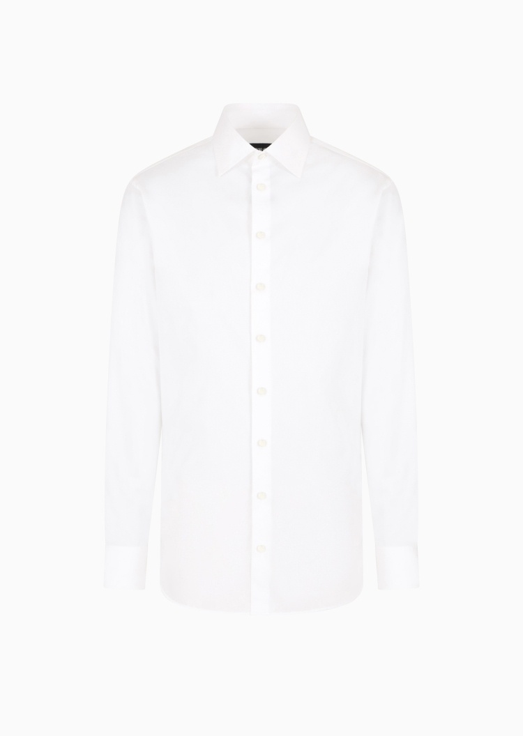 Giorgio Armani 男士纯棉长袖白色商务休闲通勤西装衬衫上衣