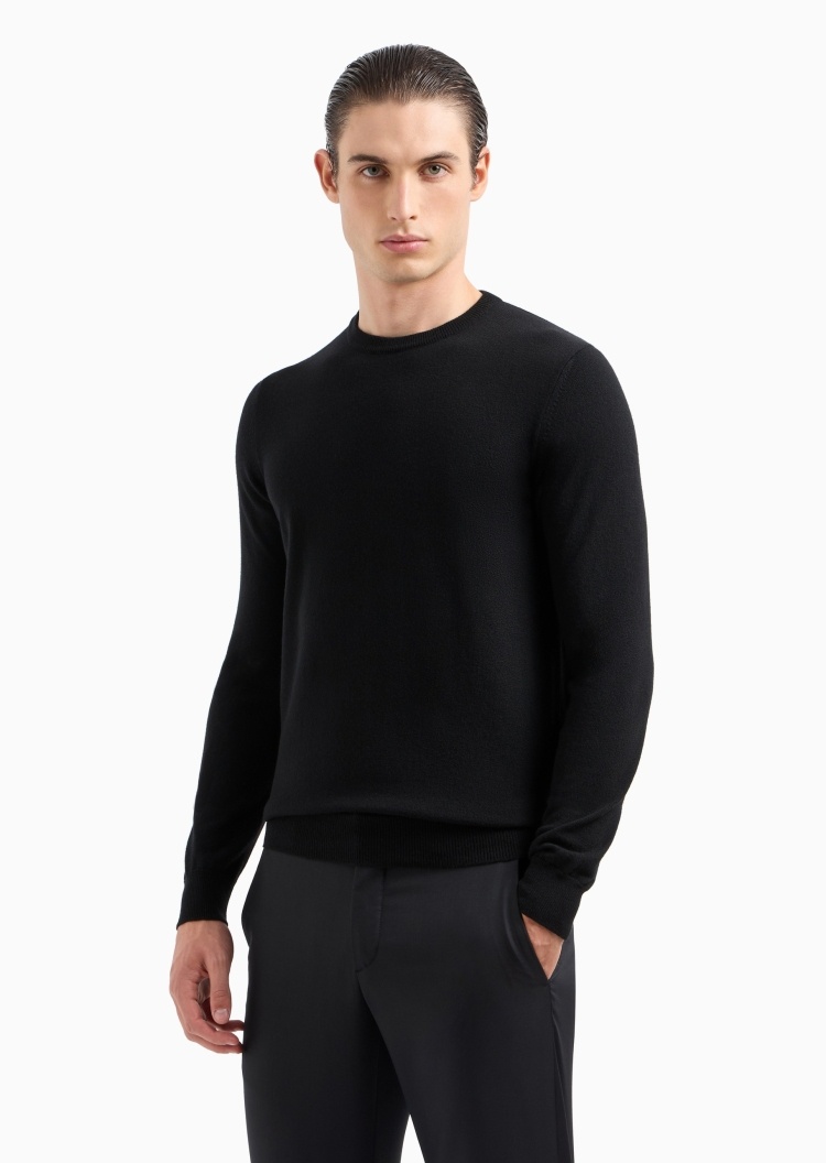 Giorgio Armani 男士山羊绒合身长袖圆领轻薄保暖针织衫