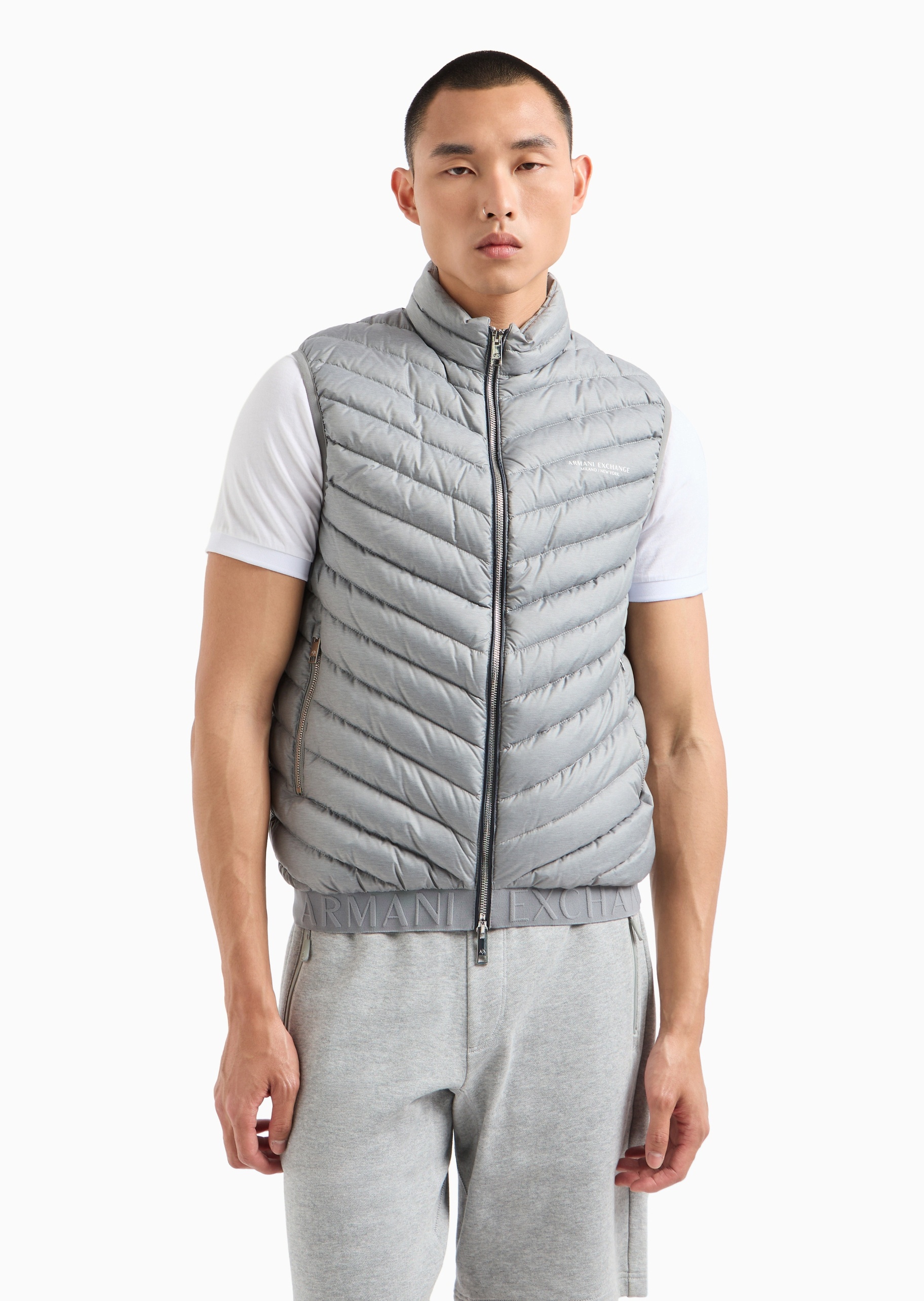 ARMANI EXCHANGE 男士无袖立领拉链轻薄保暖羽绒马甲