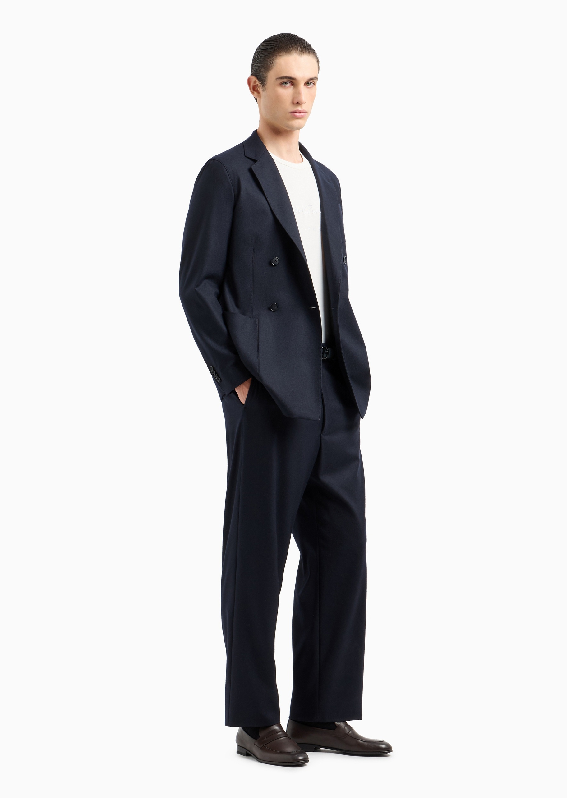 Giorgio Armani 男士全棉合身短袖圆领简约纯色T恤