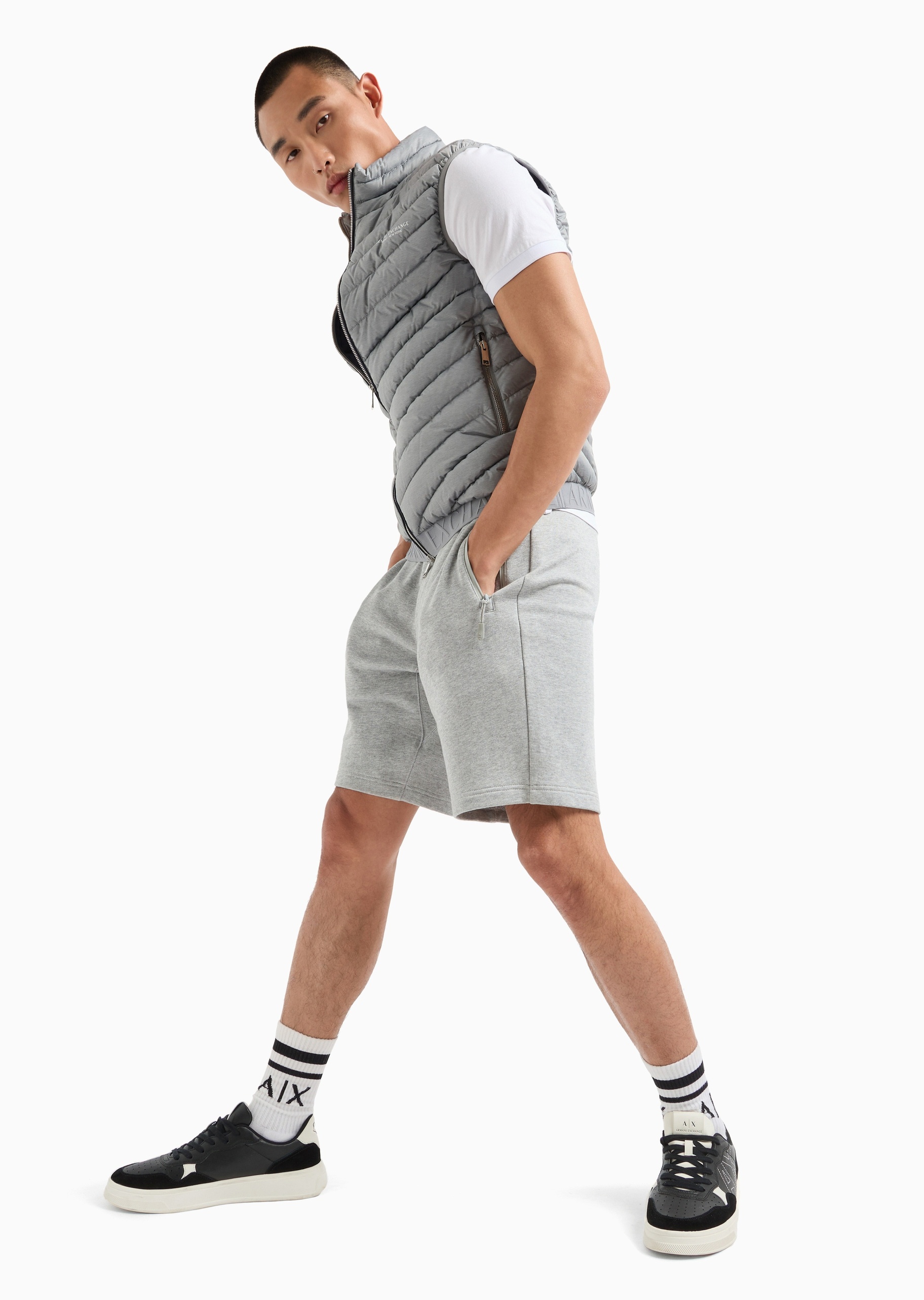 ARMANI EXCHANGE 男士无袖立领拉链轻薄保暖羽绒马甲