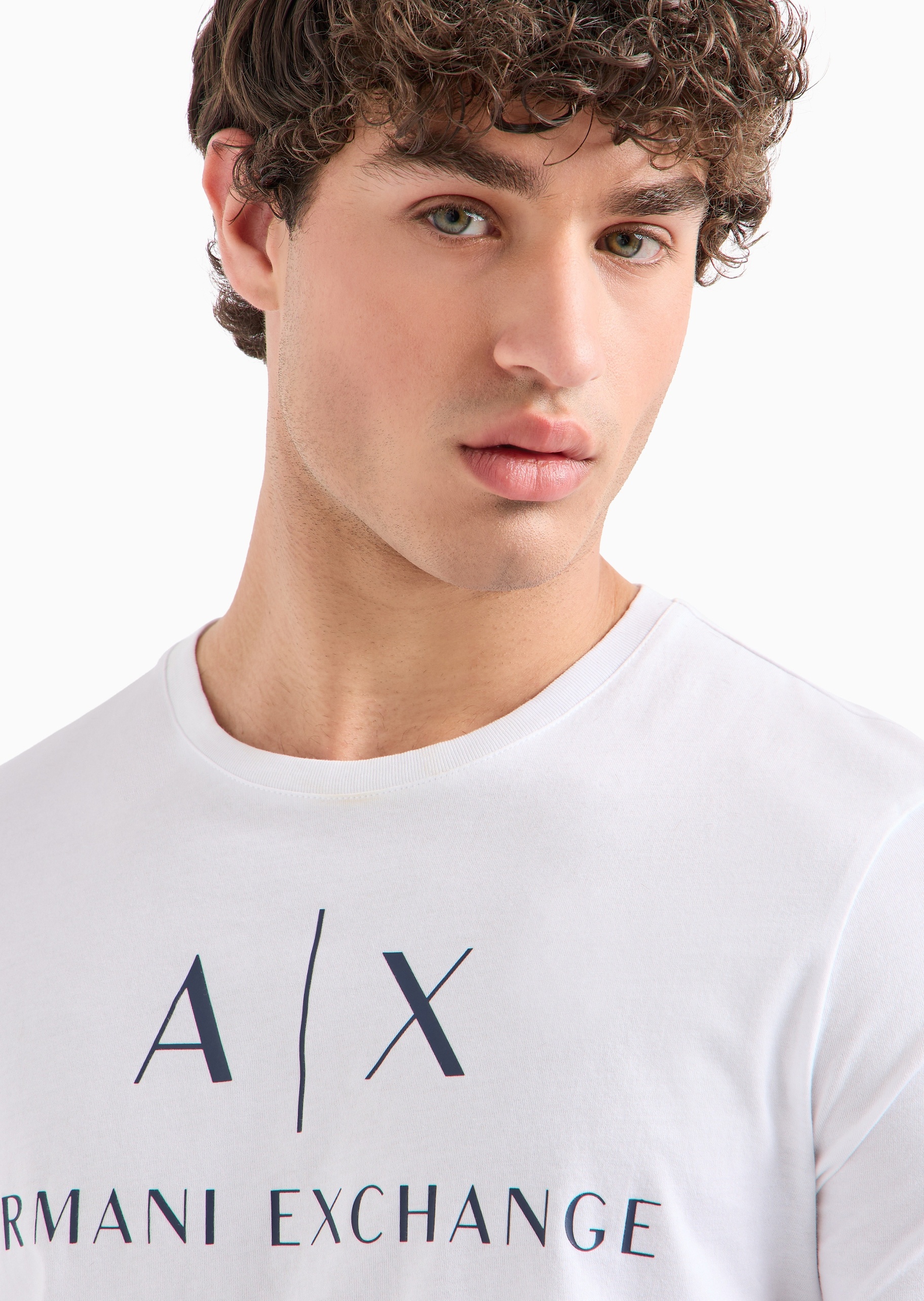 ARMANI EXCHANGE 男士全棉修身短袖圆领经典印花T恤