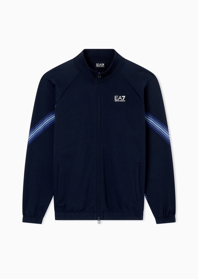 EA7 男士重磅合身长袖立领加绒拉链开衫卫衣外套