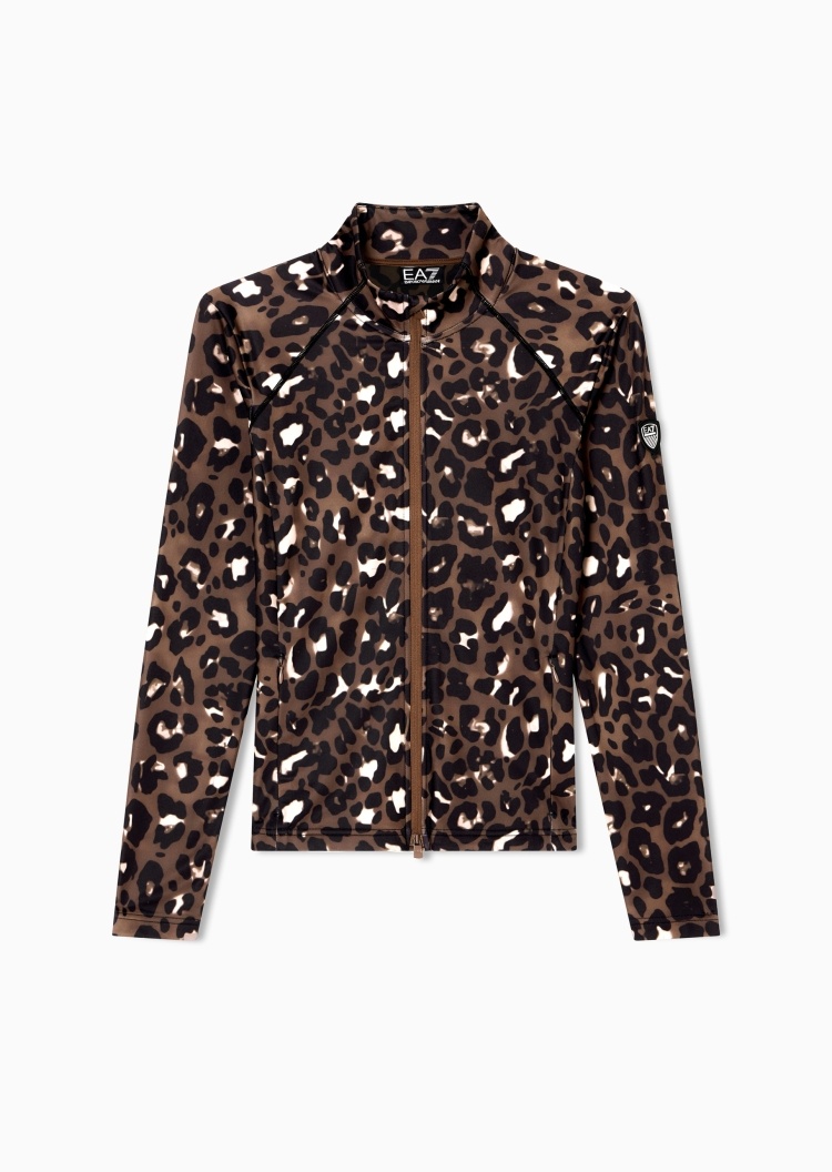 EA7 女士重磅合身立领滑雪拉链开衫卫衣外套