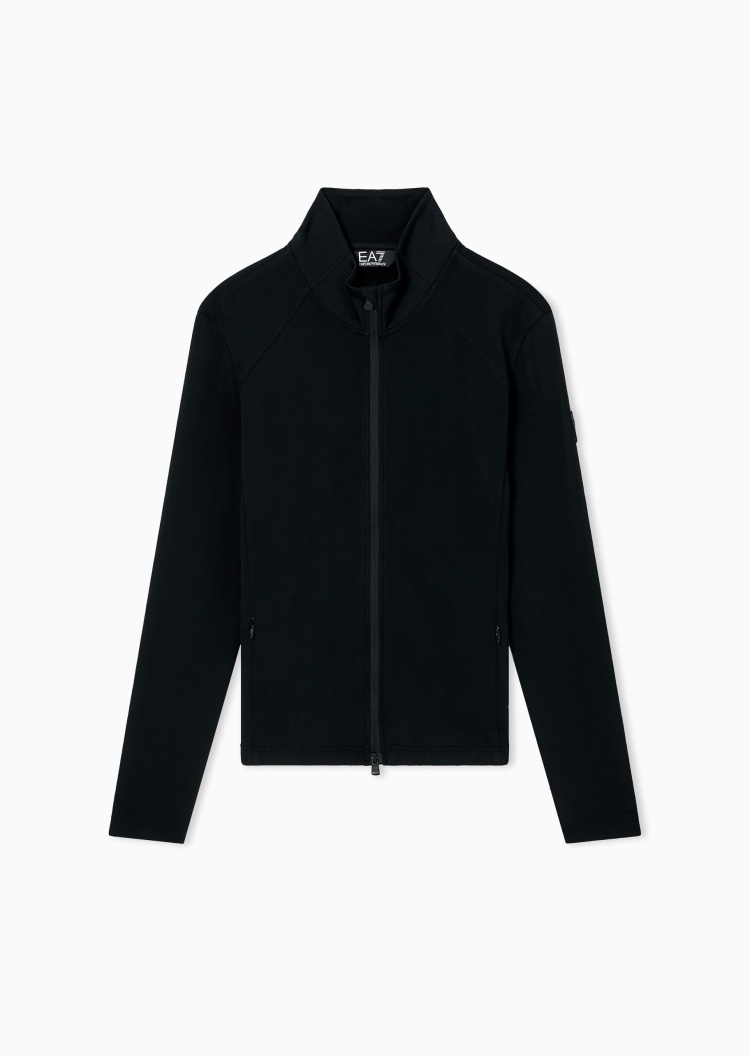 EA7 女士重磅合身立领滑雪拉链开衫卫衣外套