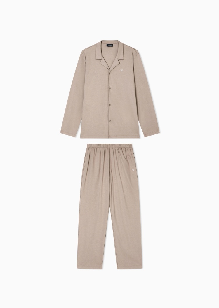 Emporio Armani 男士纯棉长袖上衣长裤松驰休闲家居睡衣套装