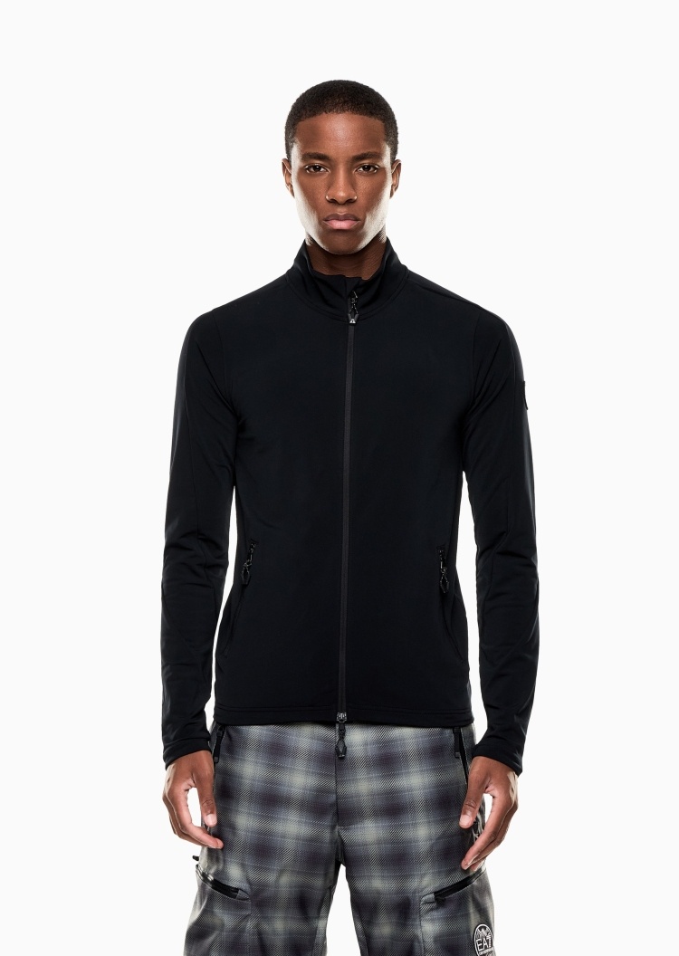 EA7 男士重磅合身立领滑雪拉链开衫卫衣外套