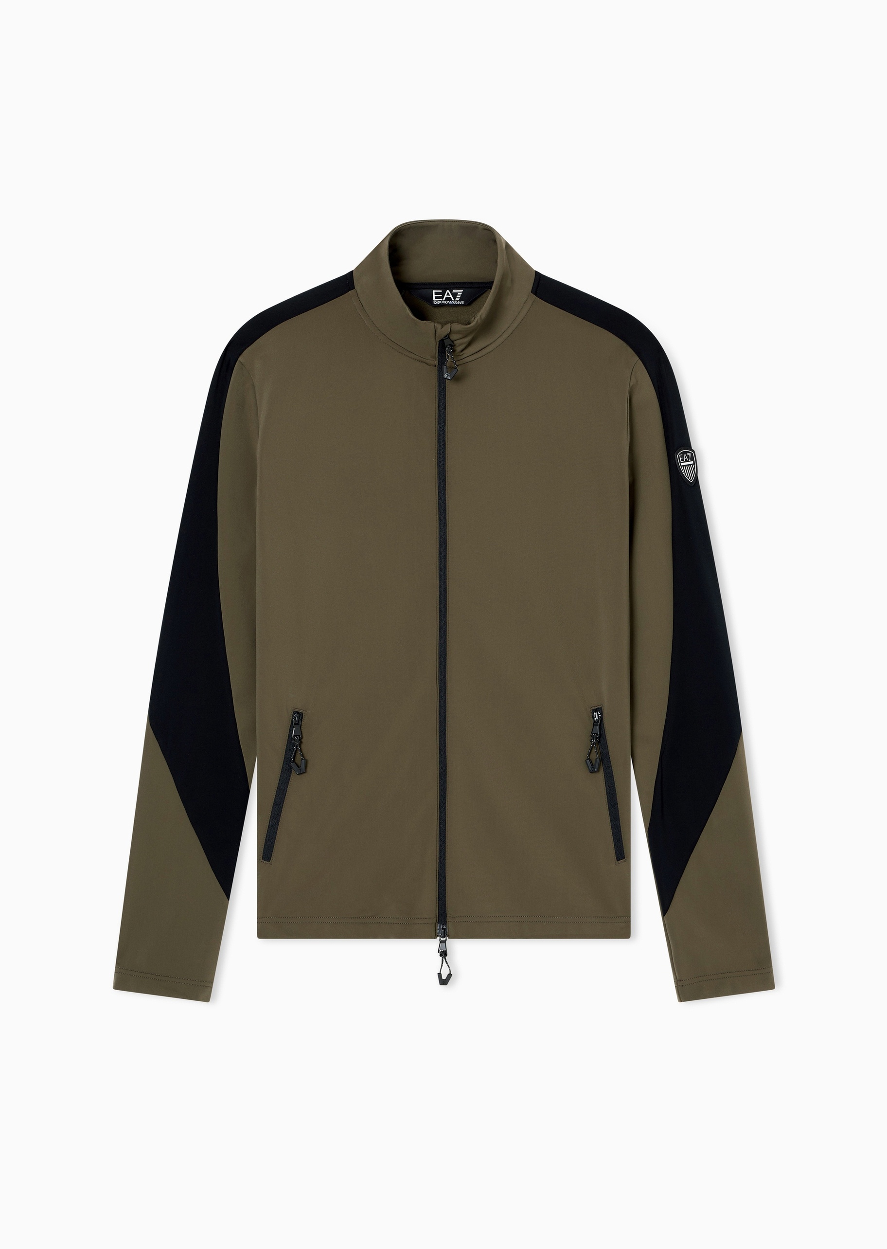 EA7 男士重磅合身立领滑雪拉链开衫卫衣外套