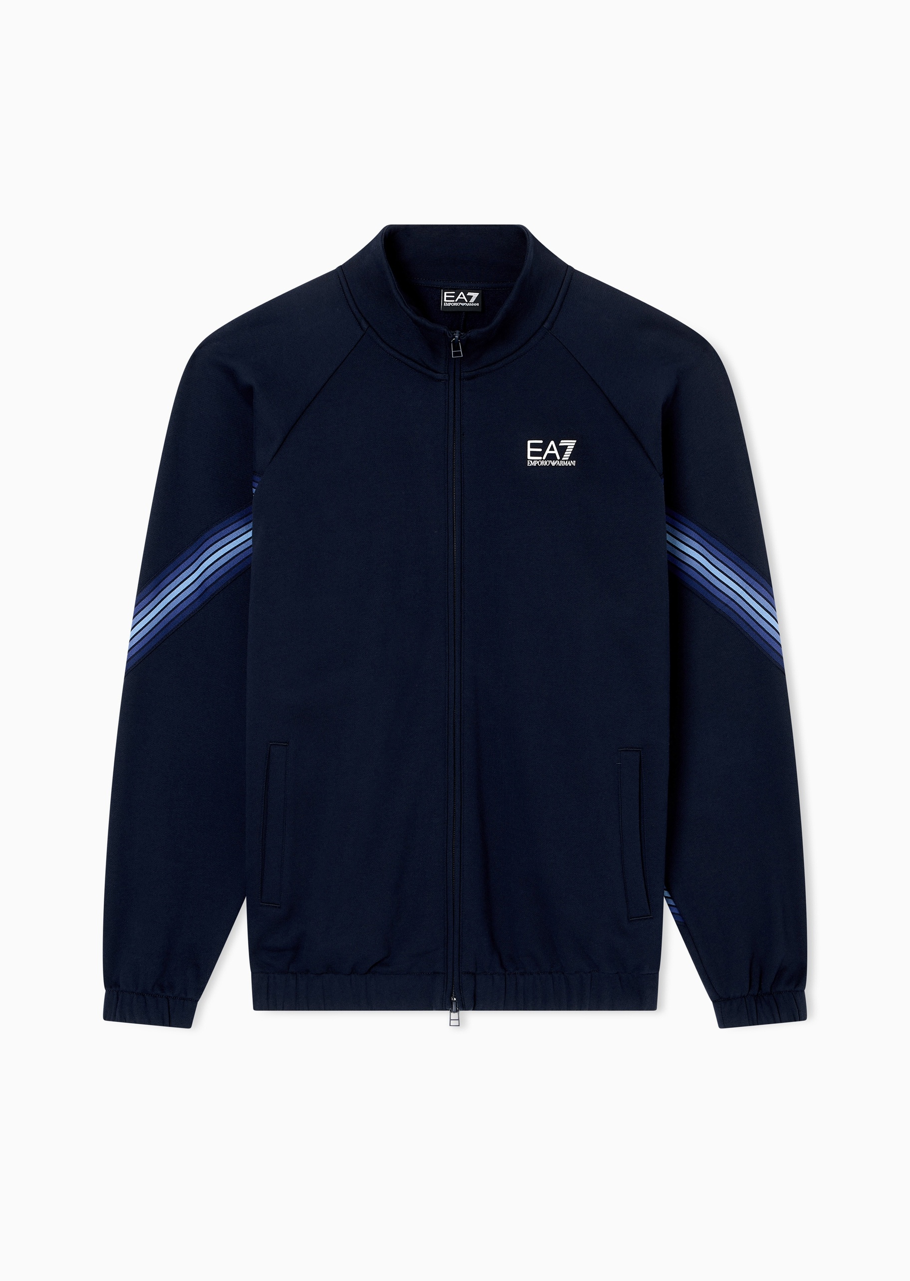 EA7 男士重磅合身长袖立领加绒拉链开衫卫衣外套