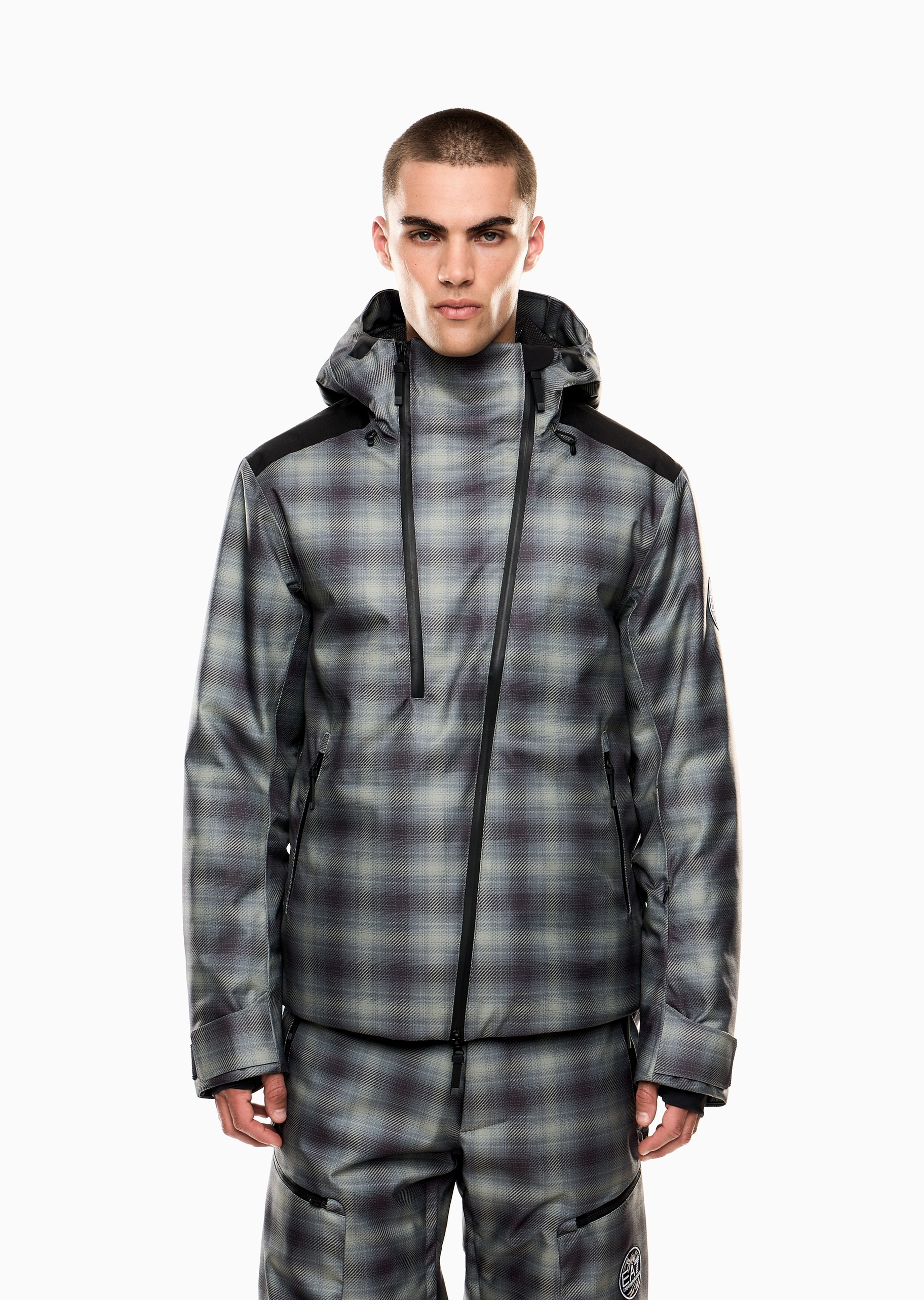 EA7 男士长袖连帽户外滑雪面包夹克棉服