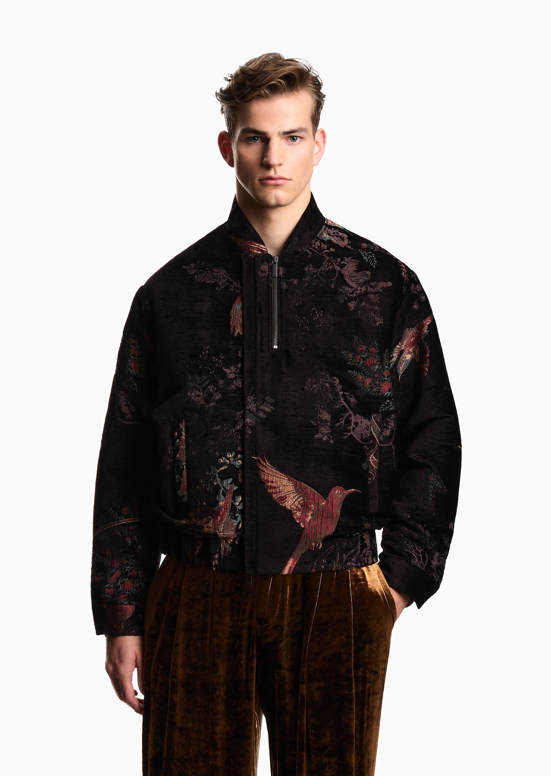 Emporio Armani 男士秀场同款棒球领运动商务休闲复古夹克