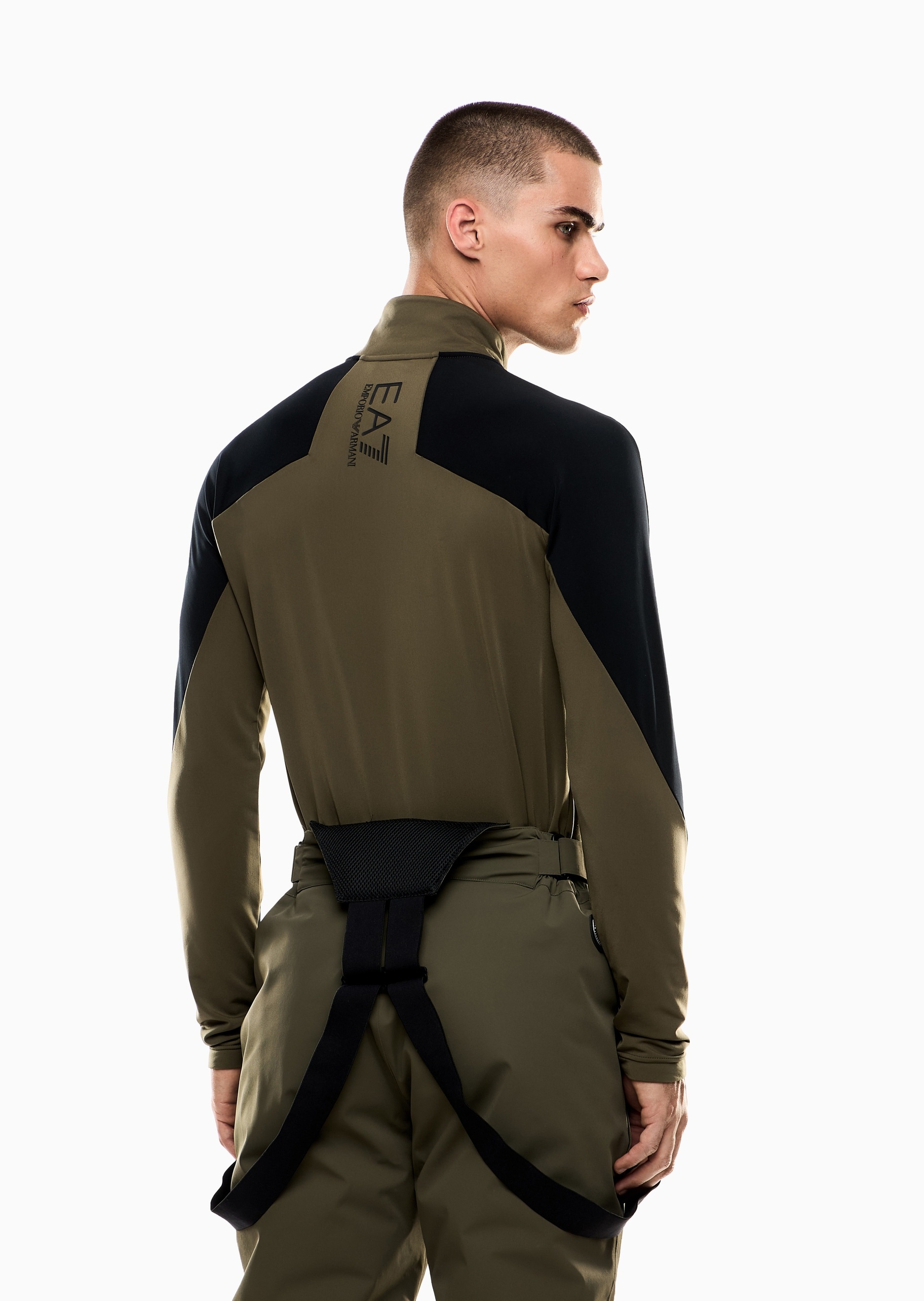 EA7 男士重磅合身立领滑雪拉链开衫卫衣外套