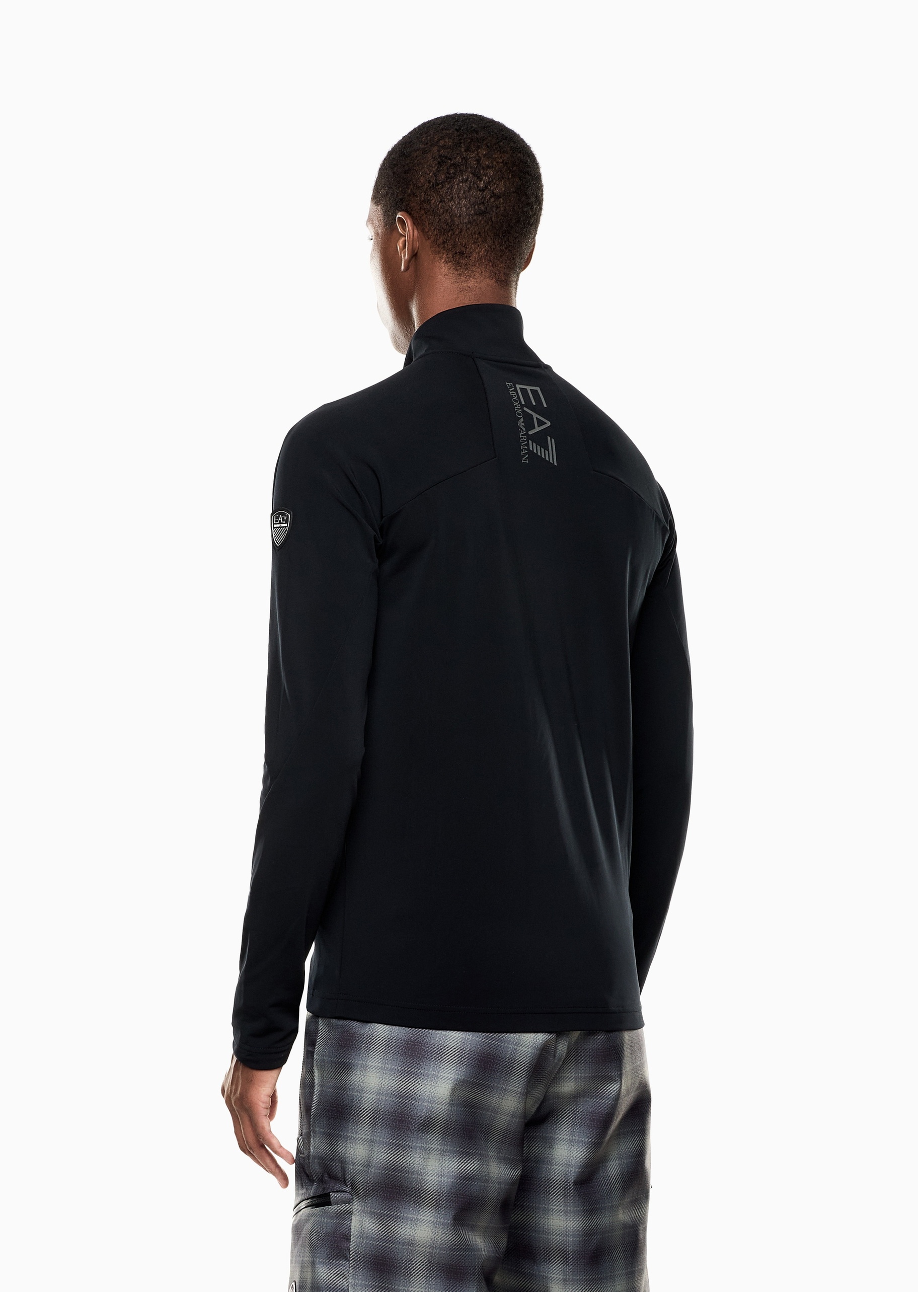 EA7 男士重磅合身立领滑雪拉链开衫卫衣外套