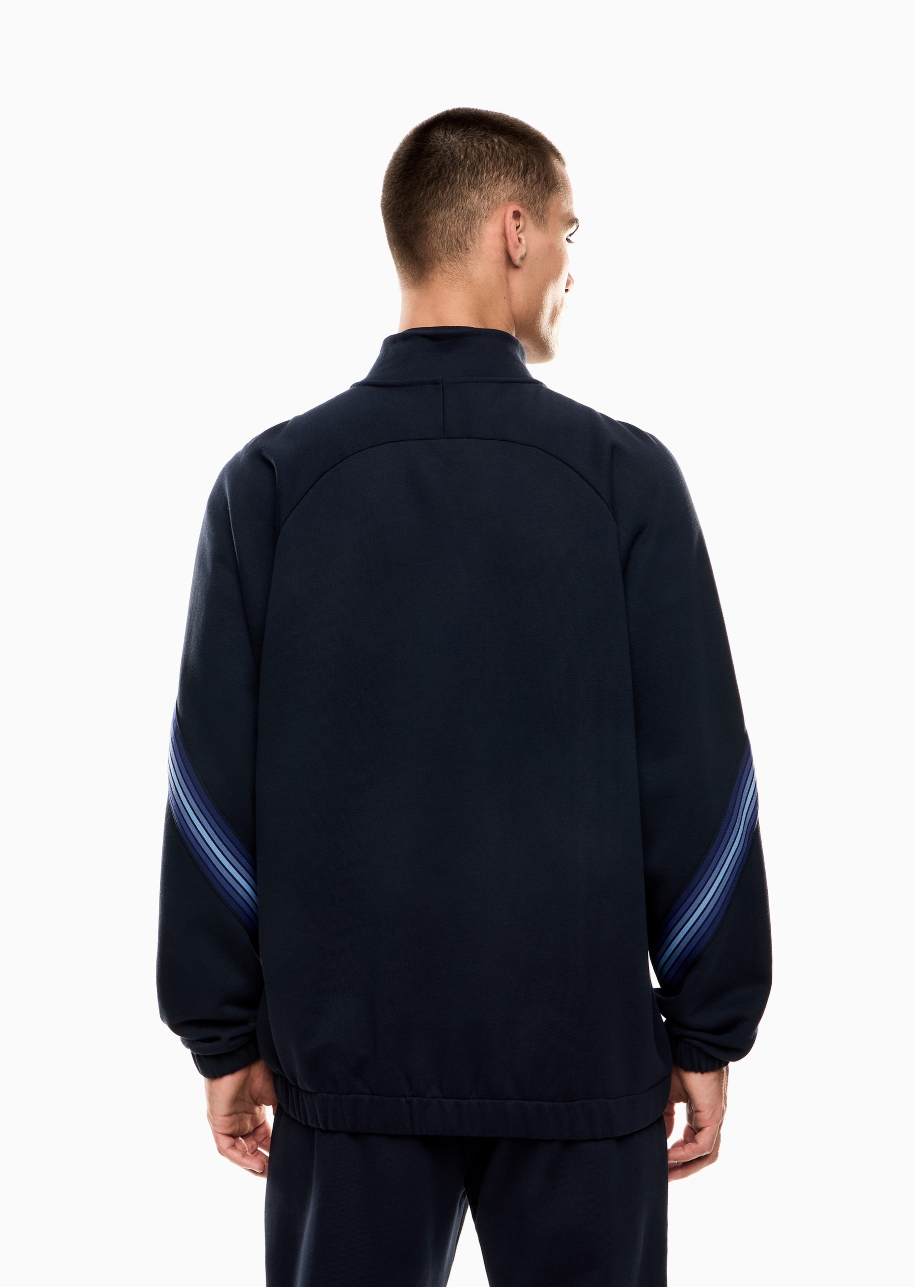 EA7 男士重磅合身长袖立领加绒拉链开衫卫衣外套