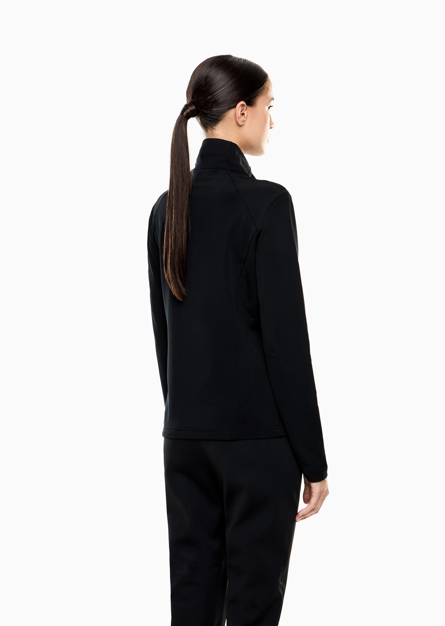 EA7 女士重磅合身立领滑雪拉链开衫卫衣外套