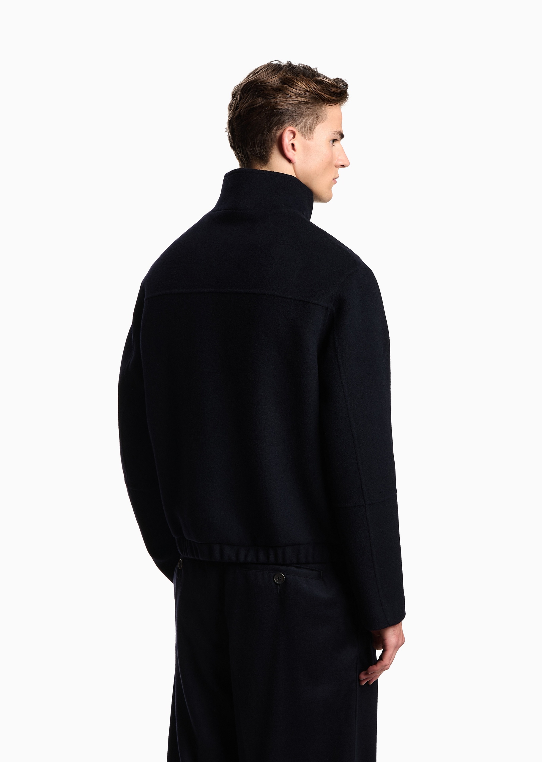 Emporio Armani 男士全绵羊毛短款立领商务休闲通勤棉服