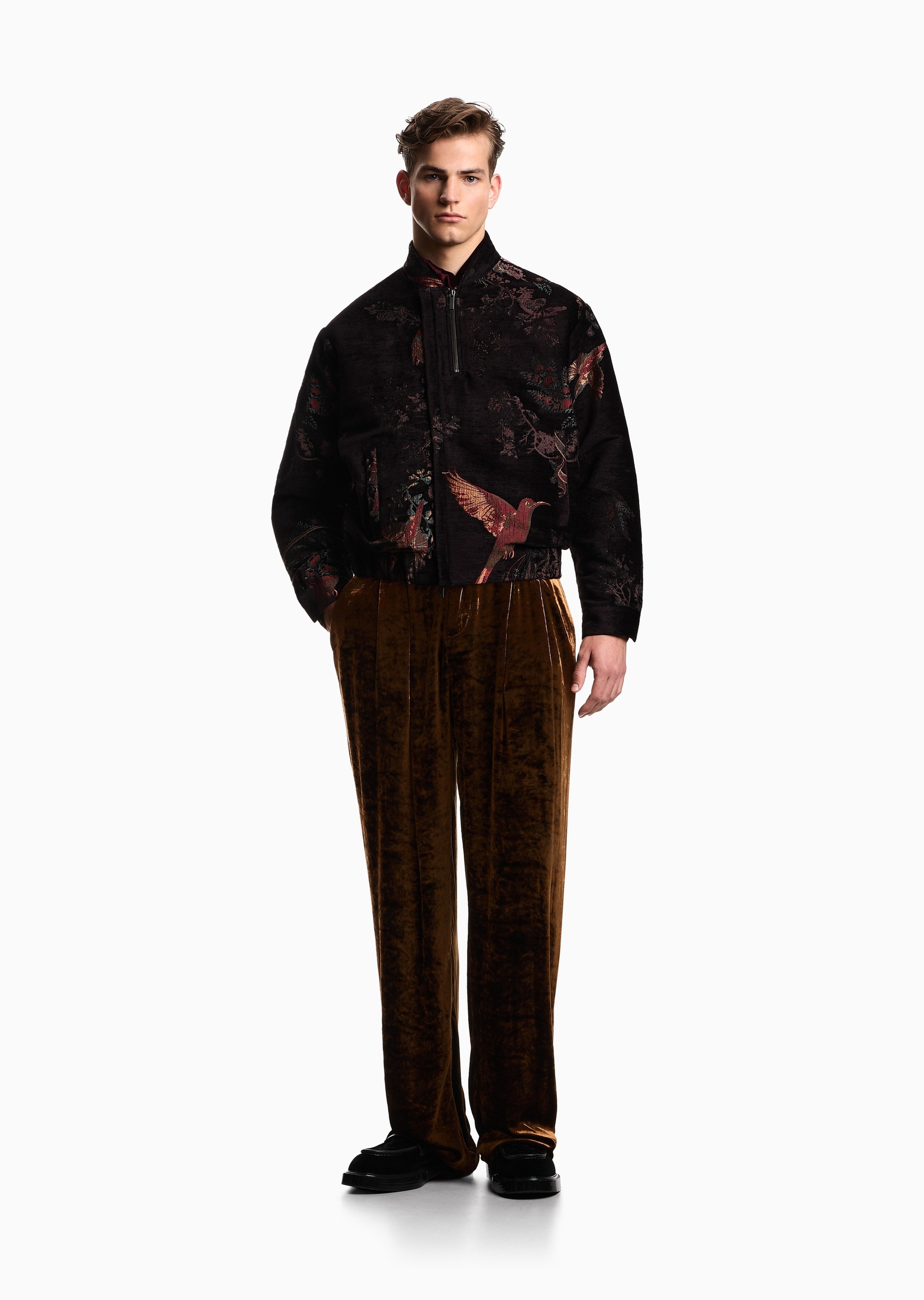 Emporio Armani 男士秀场同款棒球领运动商务休闲复古夹克