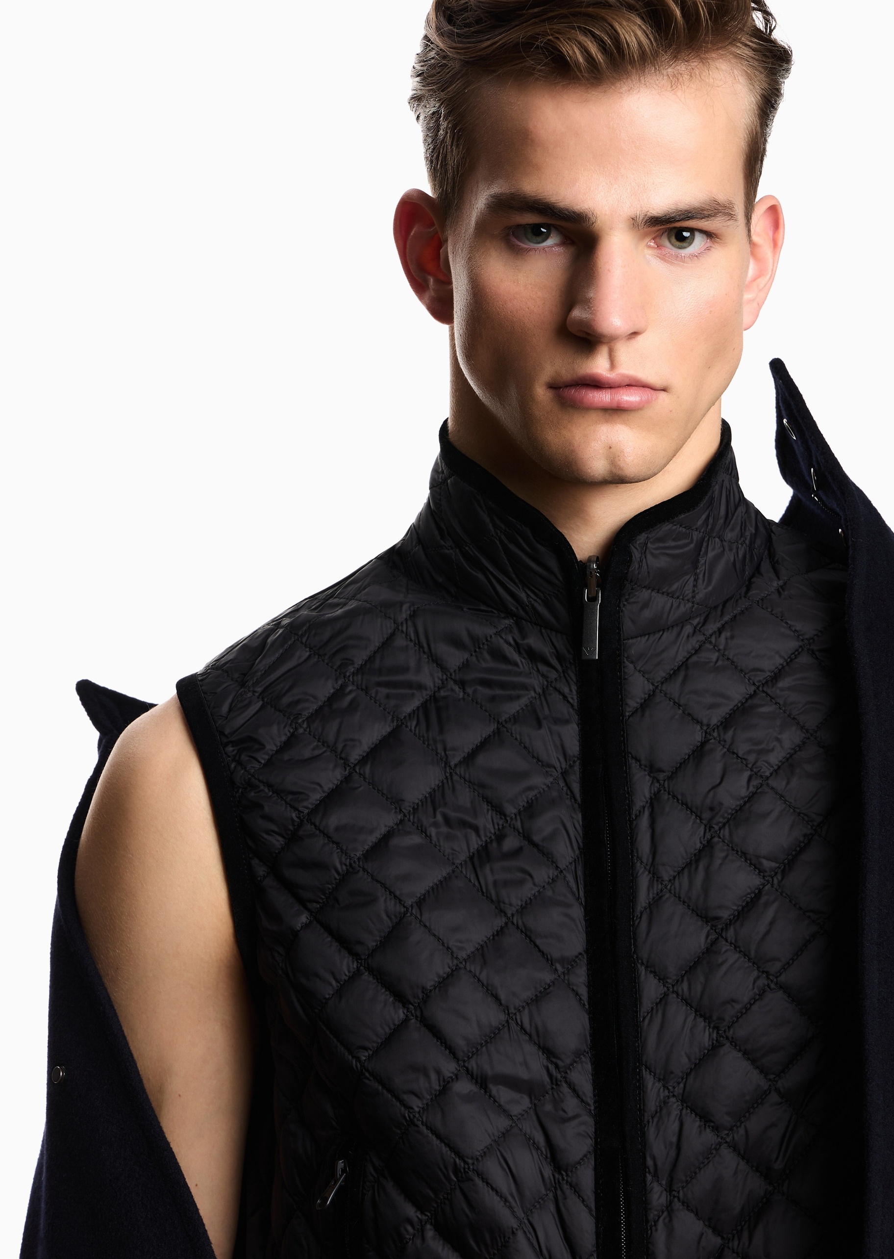 Emporio Armani 男士全绵羊毛短款立领商务休闲通勤棉服