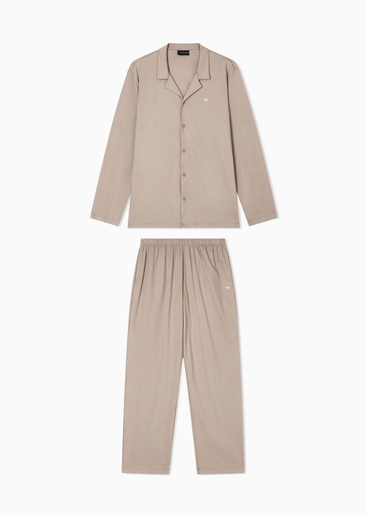 Emporio Armani 男士纯棉长袖上衣长裤松驰休闲家居睡衣套装