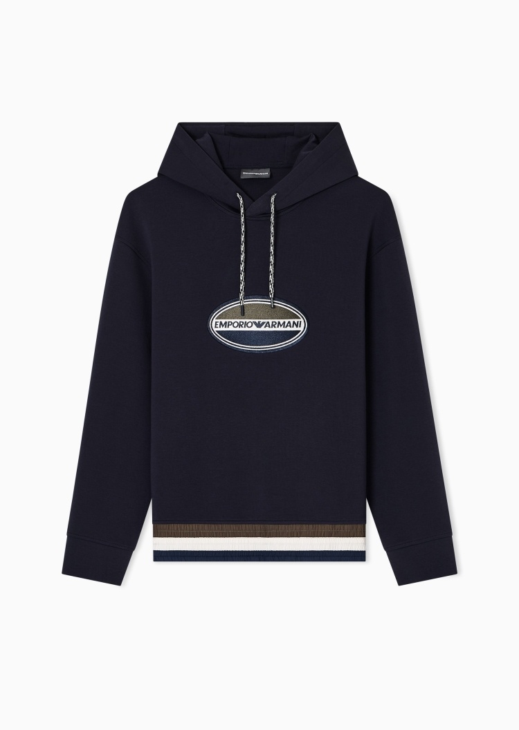 Emporio Armani 男士连帽套头宽松刺绣运动休闲卫衣