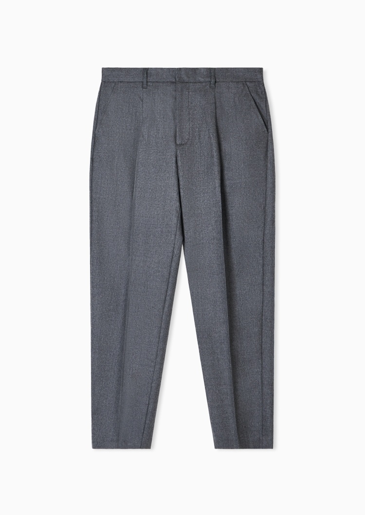 Emporio Armani 男士宽松商务休闲老钱风羊毛西装裤