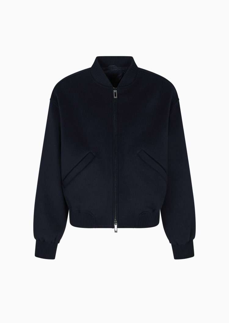 Emporio Armani 男士短款棒球服绵羊毛飞行员夹克外套