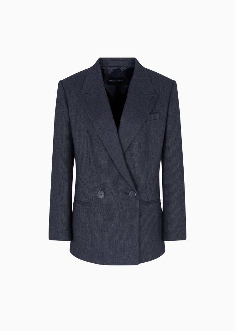 Emporio Armani 女士长袖戗驳领双排纽扣西装外套