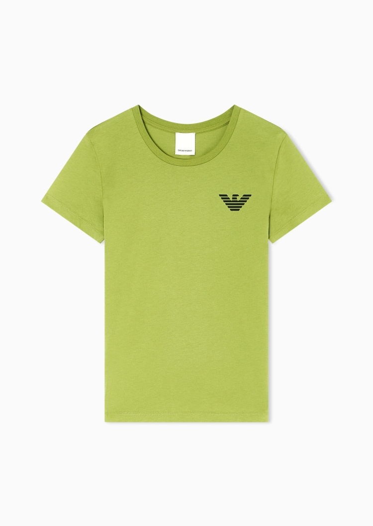 Emporio Armani 女士全棉合身短袖圆领正肩轻薄印花T恤
