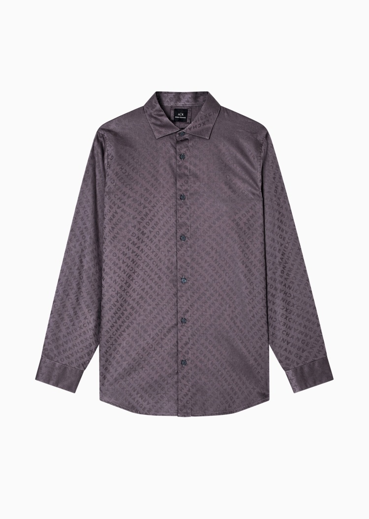 ARMANI EXCHANGE 男士印花人夫感纯棉长袖西装衬衫上衣