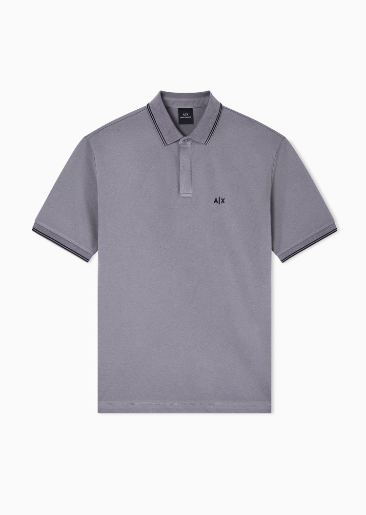 ARMANI EXCHANGE 男士纯棉微弹短袖翻领刺绣徽标Polo衫