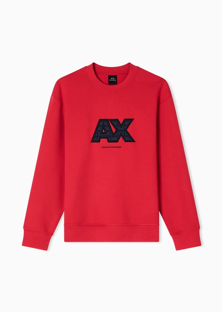 ARMANI EXCHANGE 男士套头宽松重磅情侣运动风圆领卫衣