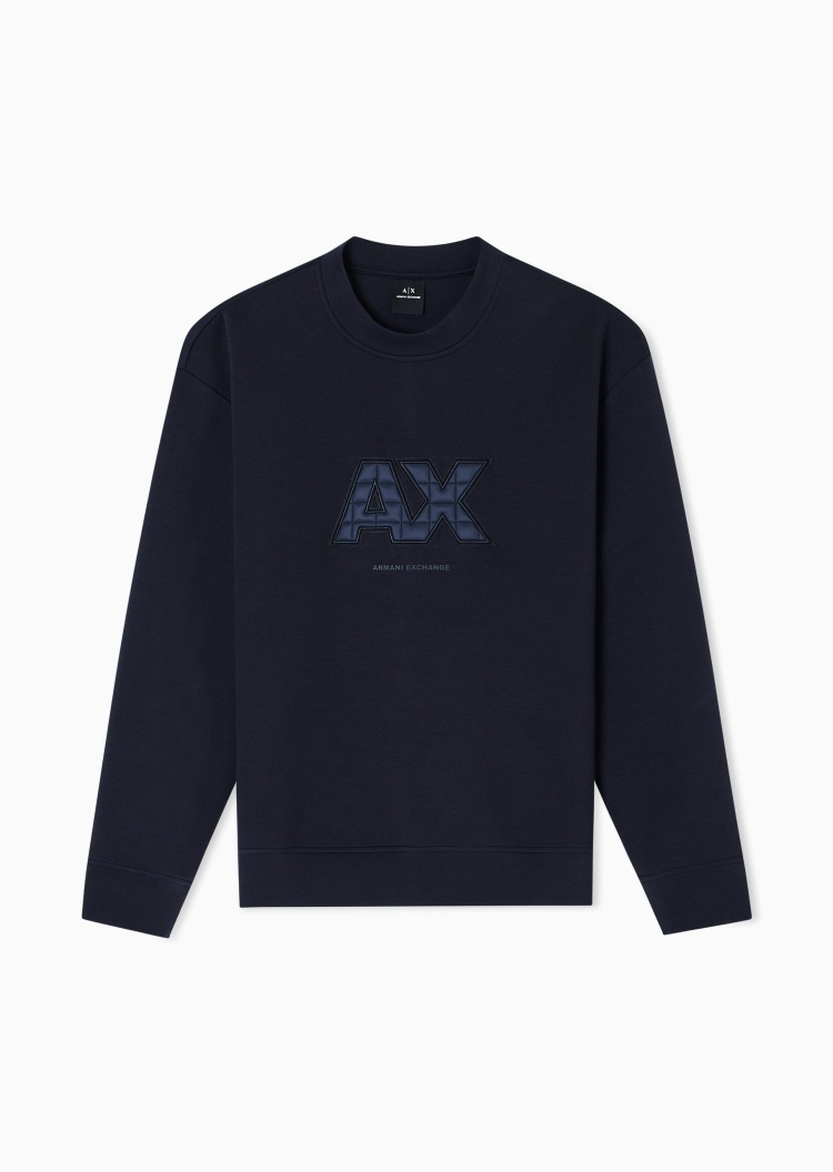 ARMANI EXCHANGE 男士套头宽松重磅情侣运动风圆领卫衣