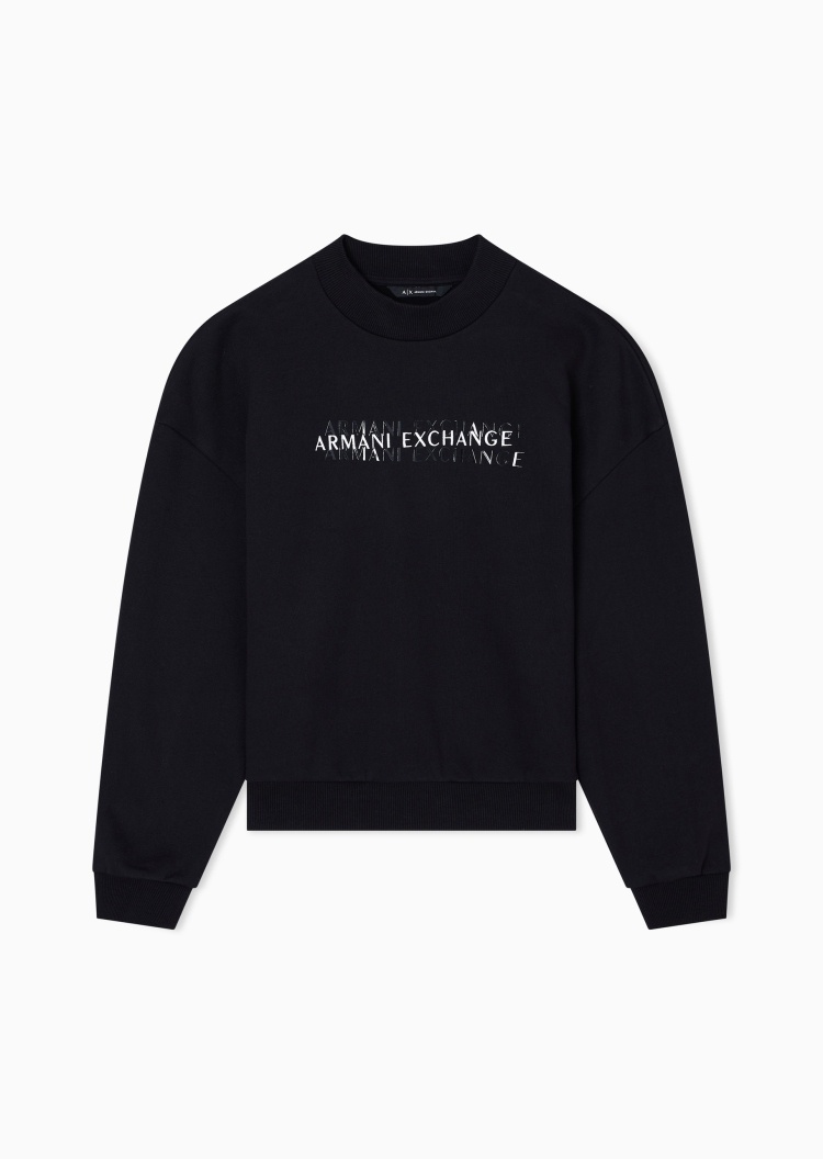 ARMANI EXCHANGE 女士套头宽松加绒运动风刺绣圆领卫衣