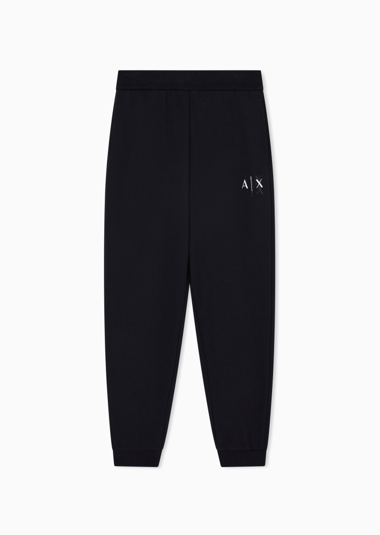 ARMANI EXCHANGE 女士全棉宽松长款锥形束脚撞色徽标卫裤