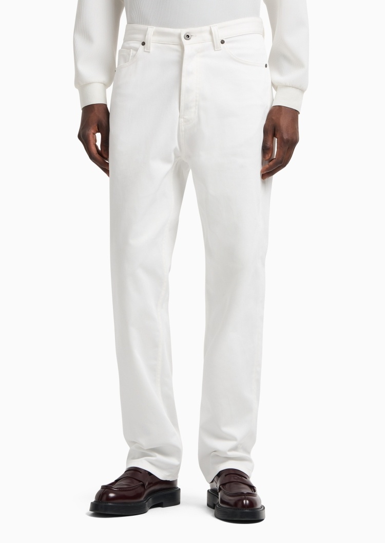 Emporio Armani 男士纯棉中腰直筒纯色休闲牛仔裤