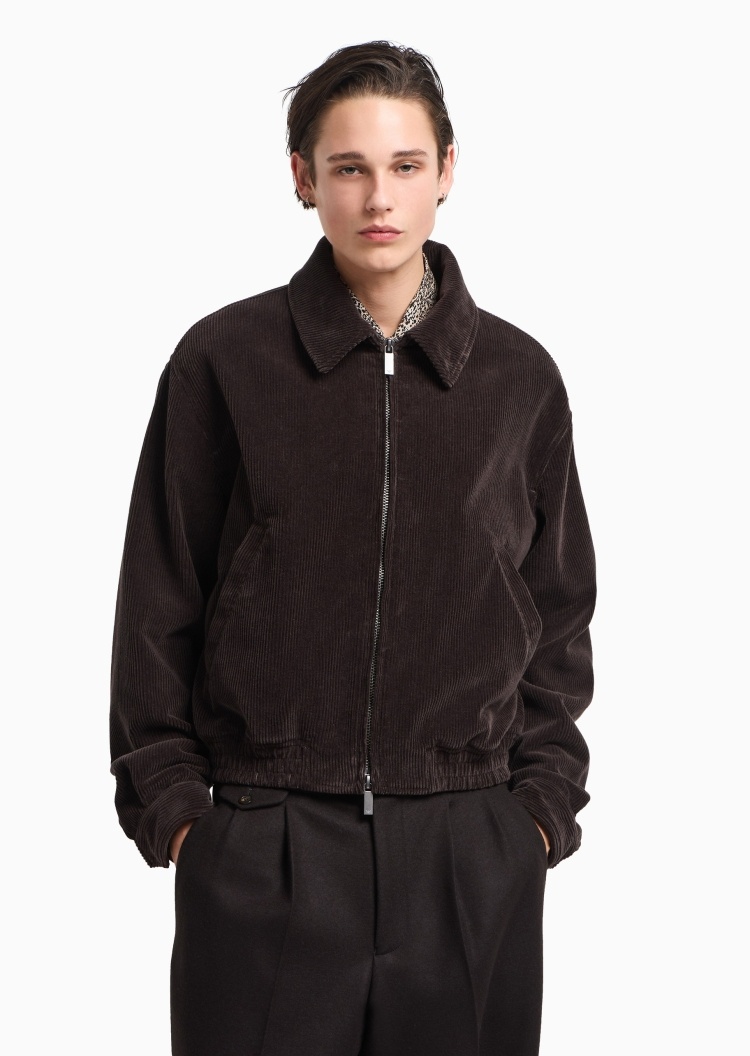 Emporio Armani 男士翻领底特律简约教练飞行员夹克外套