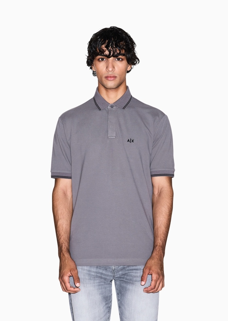 ARMANI EXCHANGE 男士纯棉微弹短袖翻领刺绣徽标Polo衫
