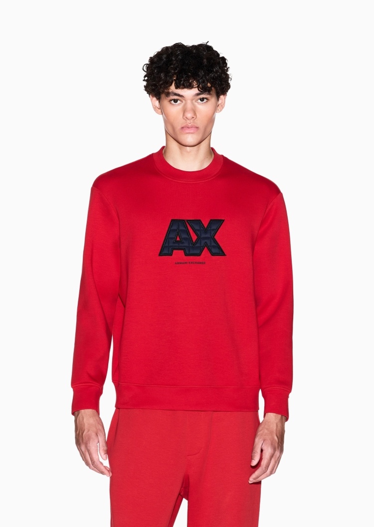 ARMANI EXCHANGE 男士套头宽松重磅情侣运动风圆领卫衣