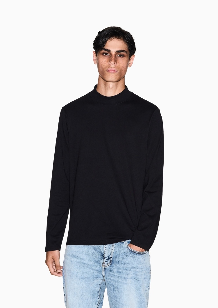 ARMANI EXCHANGE 男士全棉长袖半高领简约纯色针织衫