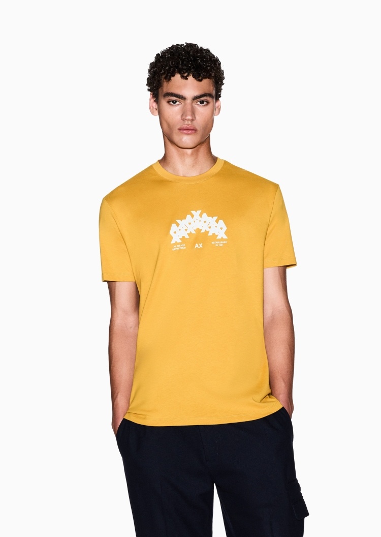 ARMANI EXCHANGE 男士纯棉合身短袖圆领正肩创意字母印花T恤