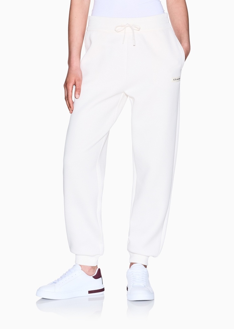 ARMANI EXCHANGE 女士棉质宽松长款锥形束脚标识贴片卫裤