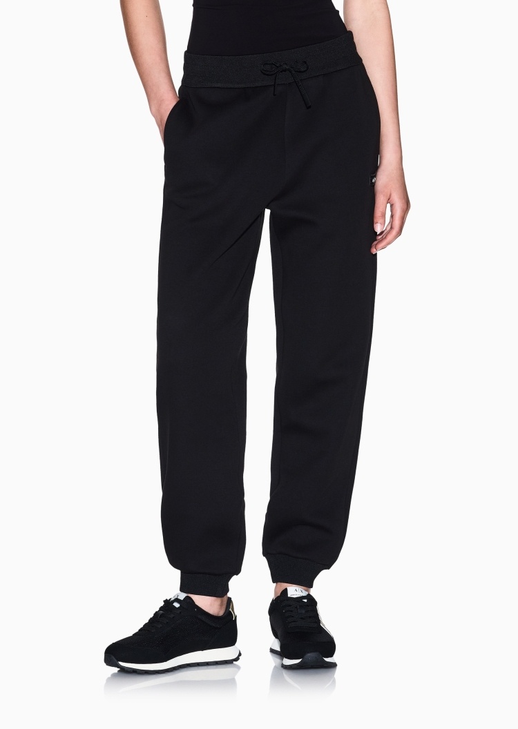 ARMANI EXCHANGE 女士棉质宽松长款锥形束脚标识贴片卫裤