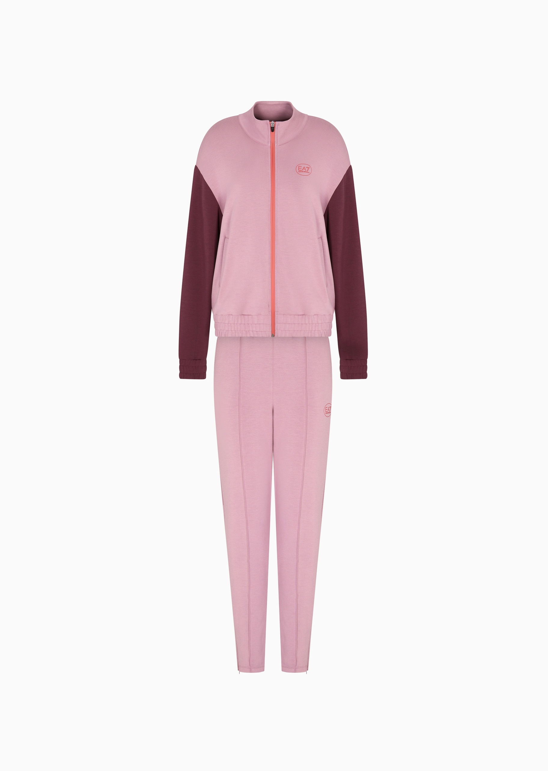 EA7 女士弹力立领开衫长款卫裤运动套装